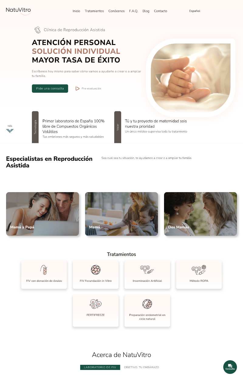 NatuVitro Fertility Clinic Website